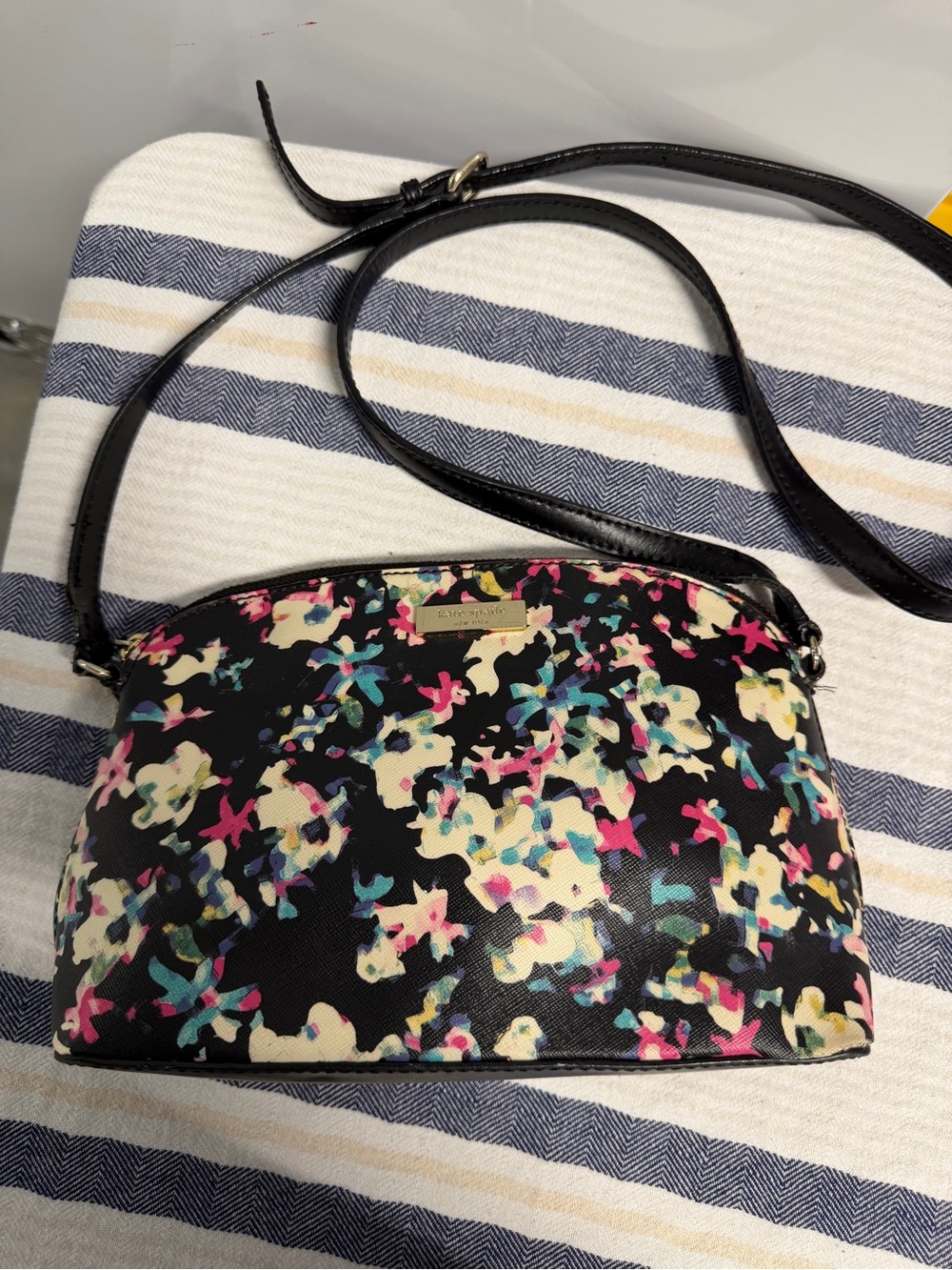 Kate Spade New York Floral Crossbody Bag Black Multi Satchel Purse